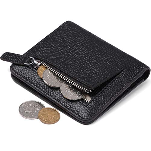 Womens Wallet Genuine Leather RFID Blocking Slim Minimalist Front Pocket Credit Card Holder with ID Window Black3