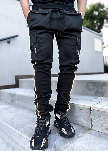 MECH-ENG Men's Workout Tapered Jogger Pants Casual Hip Hop Cargo Pants Punk Streetwear Sweatpants4