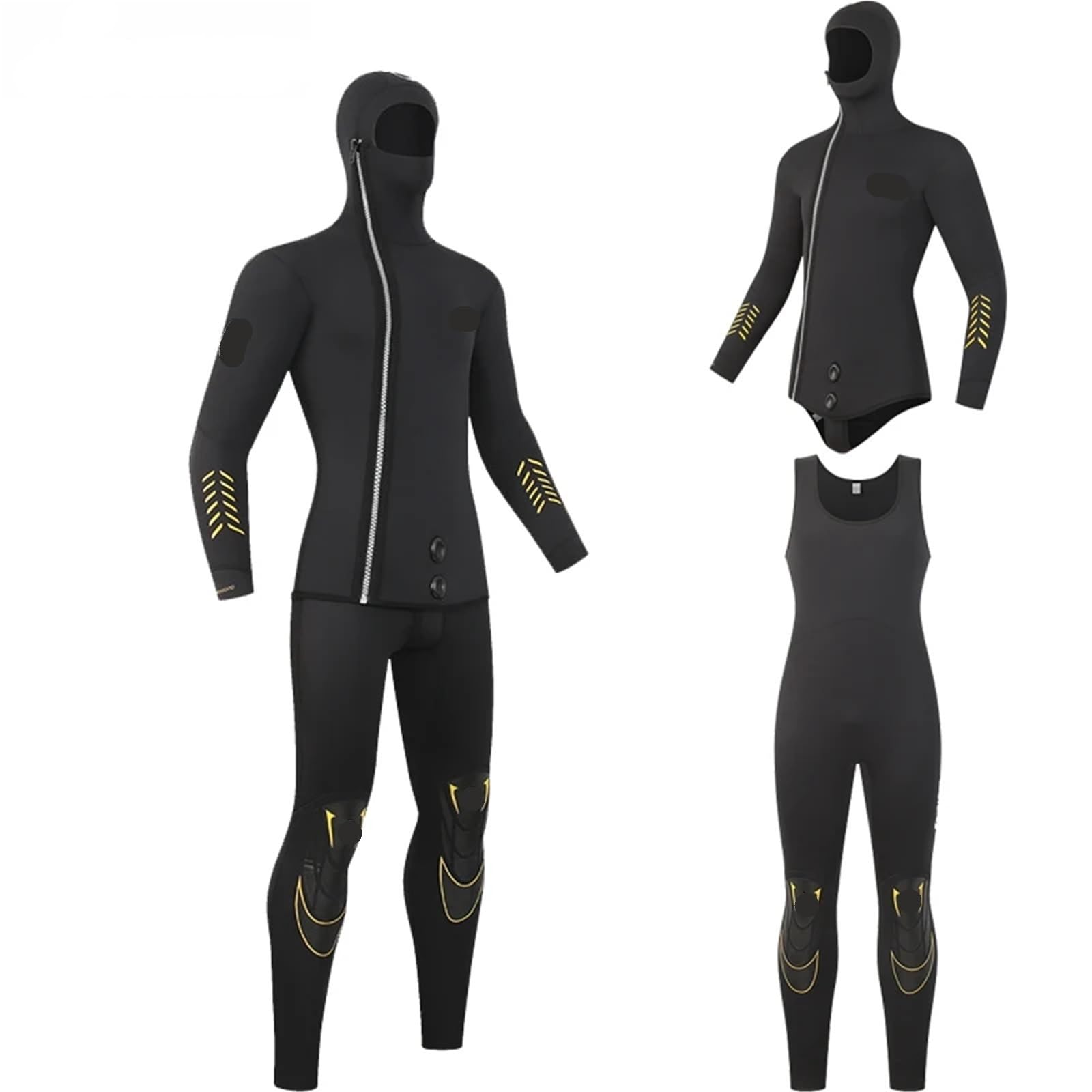 Traje de Buceo Traje de Neopreno for Buceo 5mm, 2 Piezas for Hombre, Camisetas con Capucha y Chaleco, Surf, natación, cálido