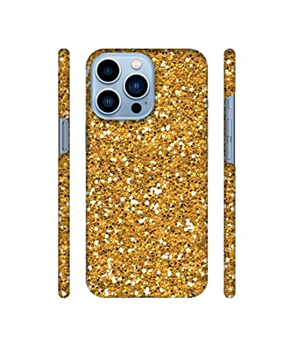 Image of Amazon Brand - Solimo Designer Golden Sparkle 3D Printed Hard Back Case Mobile Cover for Apple iPhone 13 Pro (Plastic Multicolor)