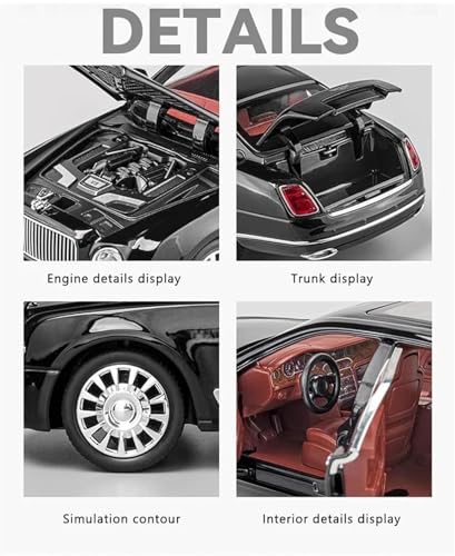 Image of Magicwand Die-Cast Zinc Alloy 1:24 Scale 2024 Bentlley Mulsanne Large with 6 Openable Doors,Lights & Music & Steerable Front Wheels【Random Color】【Pack of 1】