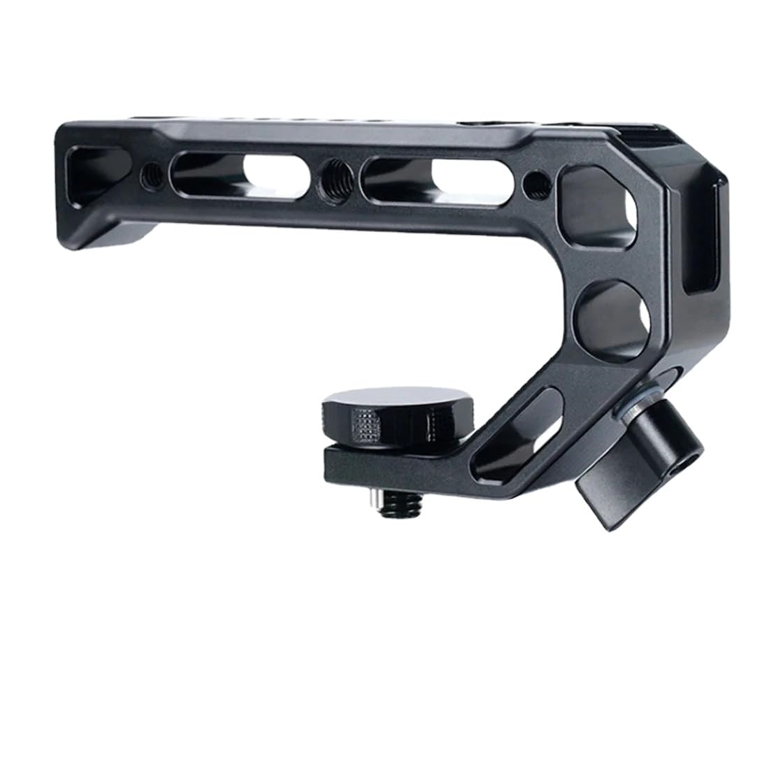 Top Handle with 3/8"-16 ARRI Positioning Pins for Camera Cage Rig Accessories, Universal Hand Grip with 4 Cold Shoe Adapters for Mounting DSLR Camera with Microphone, LED Light Monitor