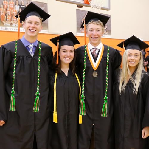 Image of Graduation Honor Cords Green and Gold Graduation Cords with Tassels, 67 inch Long for Graduation Students