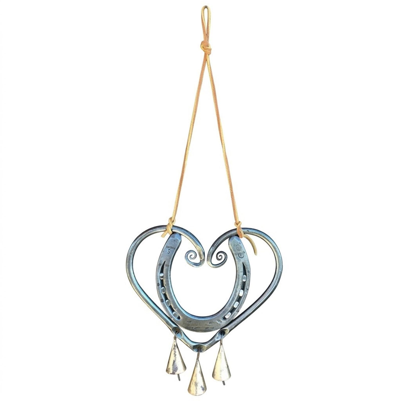 The Horseshoe Heart Wind Chime, Handcrafted Metal Lucky Love Wind Chime