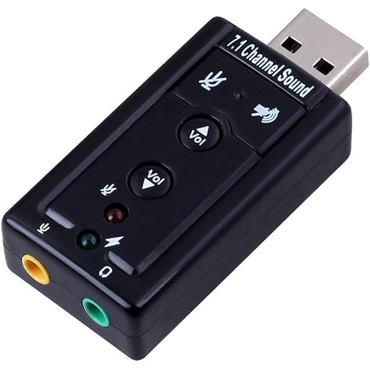 Powerpak 7.1 Channel USB External Sound Card Audio Mic Adapter for Laptop or PC - Just Plug and Play