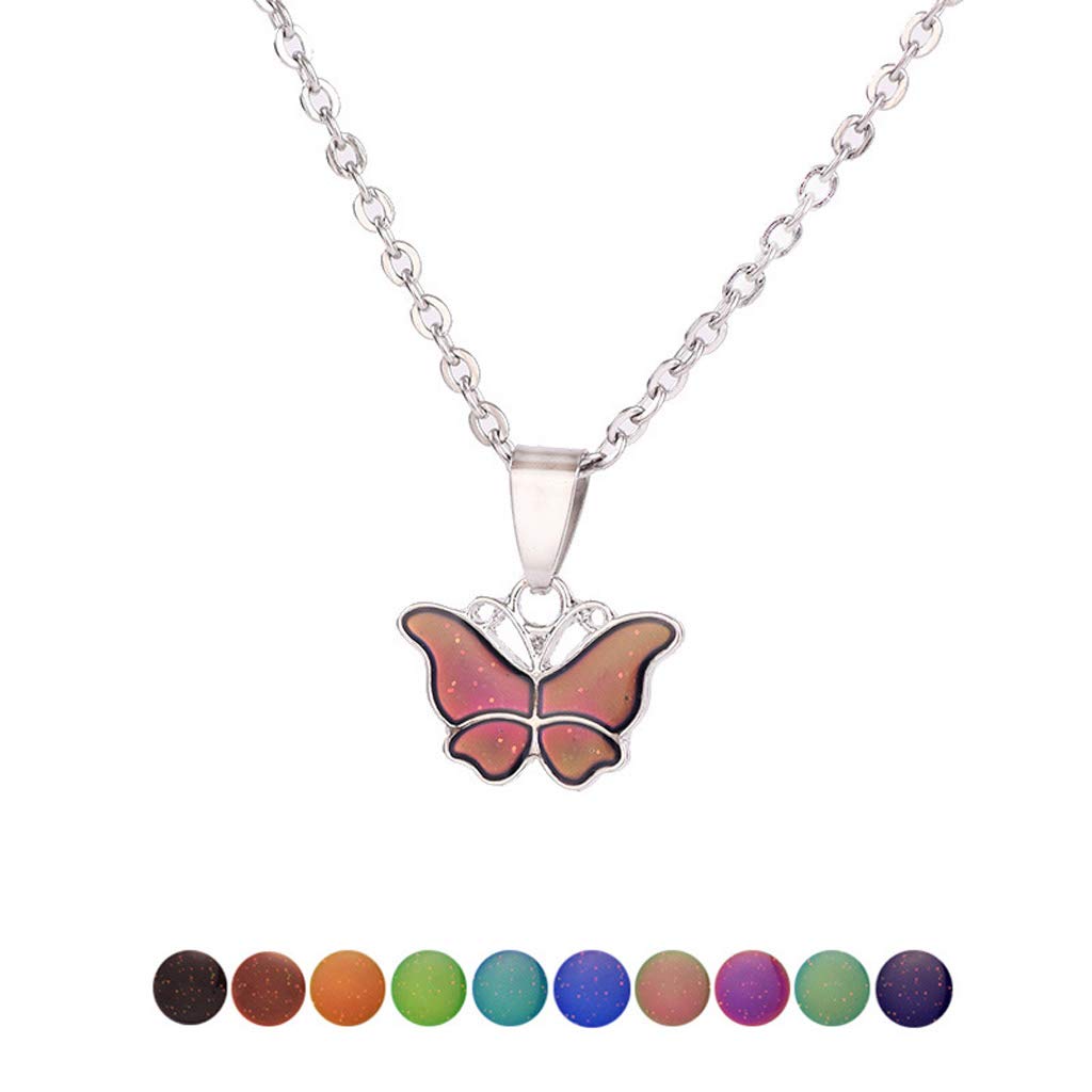 for Butterfly Color Change Mood Pendant Emotion Feeling Necklace
