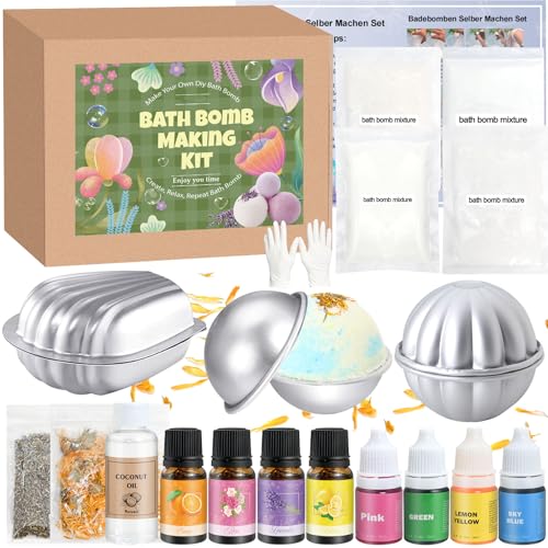 Bath Bomb Making Kit Vezerd DIY Bath Bombs for Women Make Your Own SPA Products Soap Making Kit with Stainless Steel Molds Bath Foam Bath & Bathing Shower Accessories Gifts for Girls Women