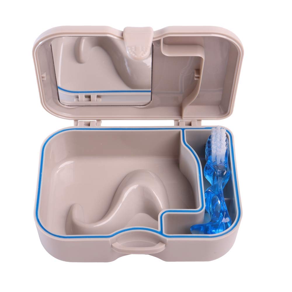 Denture Retainer Case, Mouth Guard Storage Case Box with denture brush and Mirror for denture travel case,denture container : Health & Household