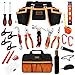 R RECOMFIT 25 Pieces Kids Real Tool kit Children Real Tool Set with Real Hand Tools, Kids Tool Belt, Pouch Bag,Magnetic Wristband for Small Hands DIY Woodworking Projects Home Repair