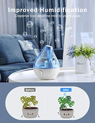 Homasy Cool Mist Humidifier, BPA-Free 22dB Quiet Humidifiers for Bedroom, Auto Shut Off, 24H Work Time, Air Humidifier for Nursery, Plants, Pets, Blue