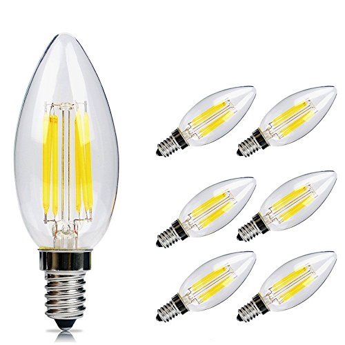Bombillas Edison LED E14 6w Bombilla Filamento LED 600 Lumen, Equivalente 60W, Blanco Fresco 4500K, AC 220-240V (6 unidades)