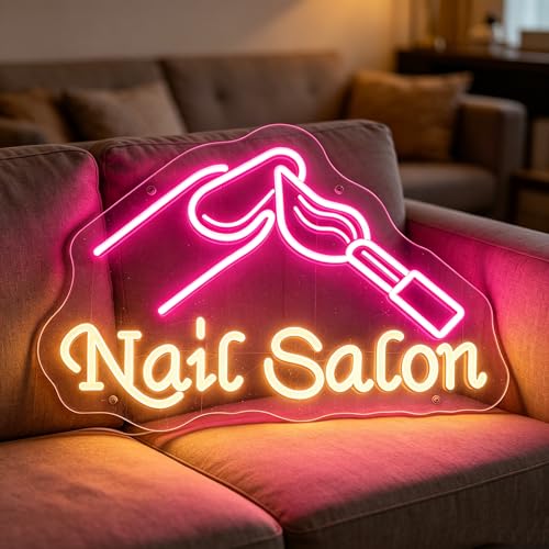 Image of Nail Salon Neon Sign for Wall Decor - LED Neon Signs Lights for Salon Studio, Beauty Makeup Room, Bedroom - Great Gift for Nail Girls