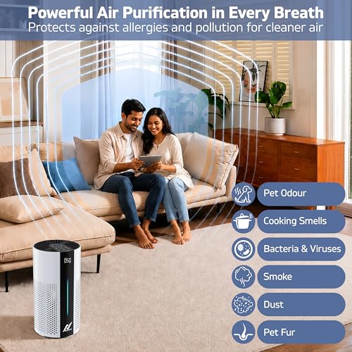 Image of Nexlev Air Purifier for Bedroom | Smart Air Purifier for Living Room with H13 HEPA Filter | Up to 300 Sq Ft | PM2.5 & AQI Display | 360 Air Intake | Removes Dust, Touch Control for Home & Office