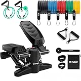 Hulser 2-in-1 Stepper mit Display - Ganzkörpertrainer mit Anpassbarem Widerstandssystem & Mit 12-teiligem Widerstandsband-Set - Widerstandsbändern für Zuhause mit Fußschlaufen & Türanker
