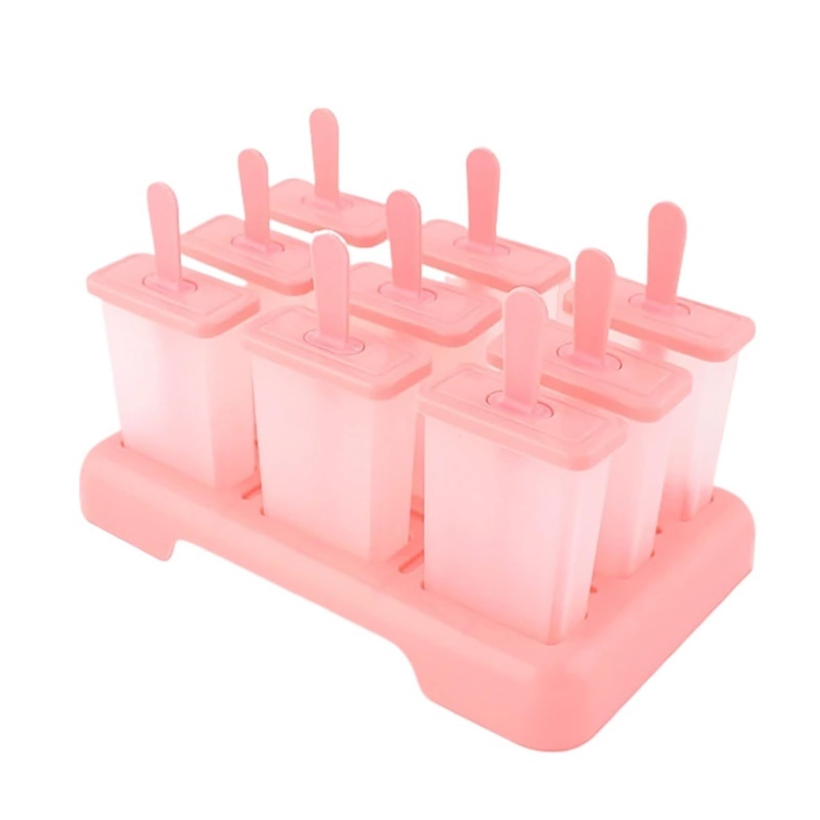 Moldes Helados Ice Cream Popsicle Mold Machine Homemade Box with Plastic Stick Ice-lolly Tray(Pink)