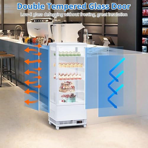 Image of Commercial Display Refrigerator 3.4 Cu ft, Countertop Refrigerated Display Case with LED Lighting for Bakery, Cafe,