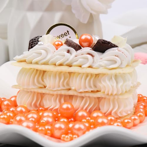 Image of Orange Sprinkles for Cake Decorating, 130g /4.6oz Edible Orange Pearl Sprinkles Mix, Sugar Candy Pearls for Baking, Cookie Decorations and Cupcake Toppings, Wedding Party Halloween Supplies