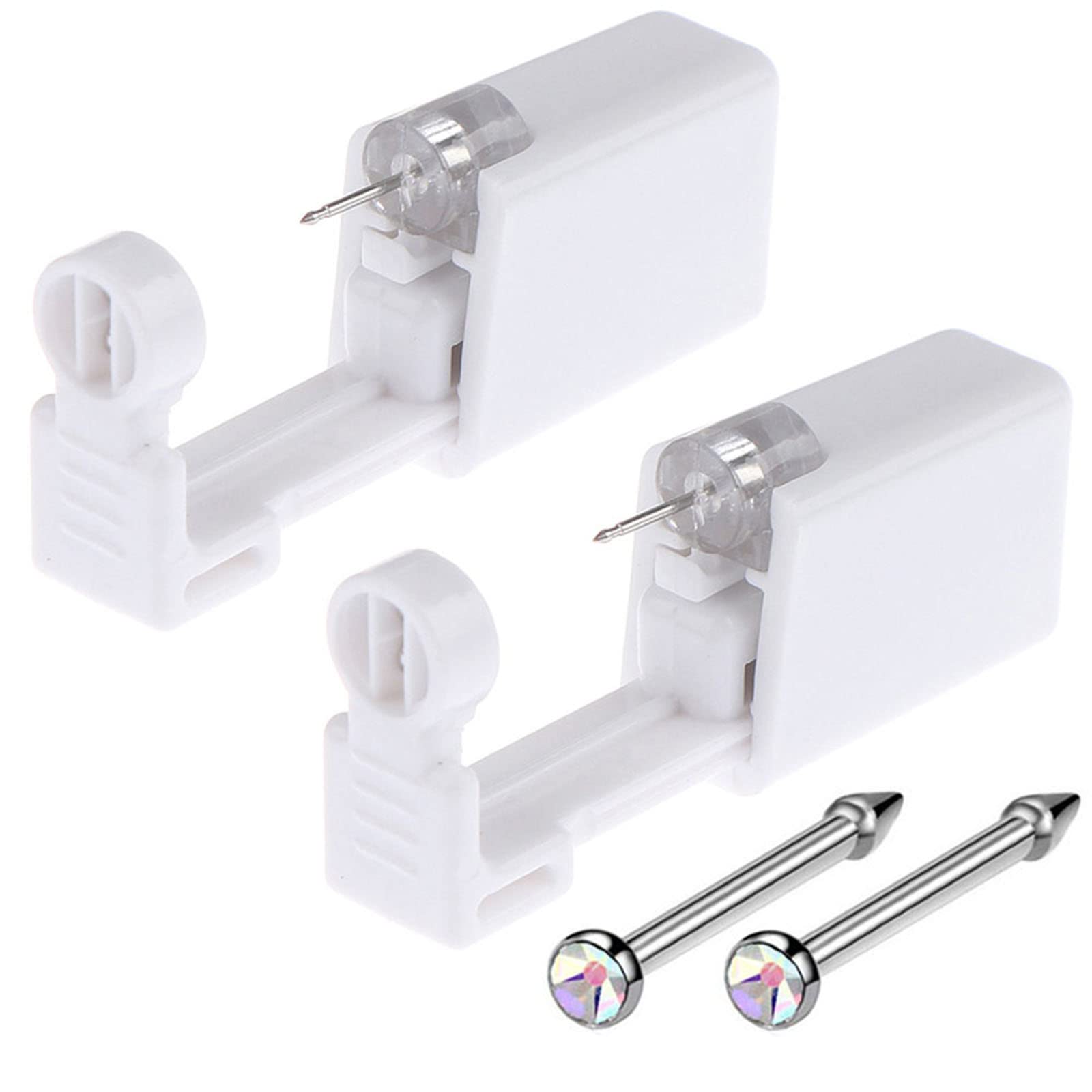 Nose Piercing Gun - KiraGrace 2 Pack Self Nose Piercing Kit Unit Disposable Nose Piercing Gun with Nose Stud Piercing Kit Tool for Cartilage Tragus Helix Piercing Gun Piercing Jewelry (Red)