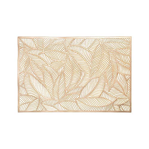 Mladen Rectangle Placemats Set Of 6, Leaf Functional Table Mat For Dining Kitchen Restaurant Table Decoration (Gold) #TOP1