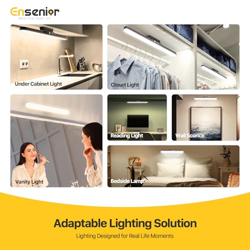 Ensenior Light Bar, 14 inch Rechargeable Under Cabinet Motion Sensor Lighting with Stepless Dimming Magnetic 3CCT Remote 2000mAh, Motion Sensor Light Indoor for Kitchen, Vanity Mirror, Closet, 2 Pack by Ensenior - Image 8