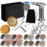 RoseFlower Kit de ahumador cocteles, Kit de ahumador antiguo para whisky, bebidas, bourbon, bistec, pescado y queso - Bebidas alimenticias con sabor a humo infundido - Regalo del día del padre