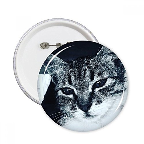 Pins decoration vetements chat gris bouton XXL rond pour masquer un petit trou de tissu