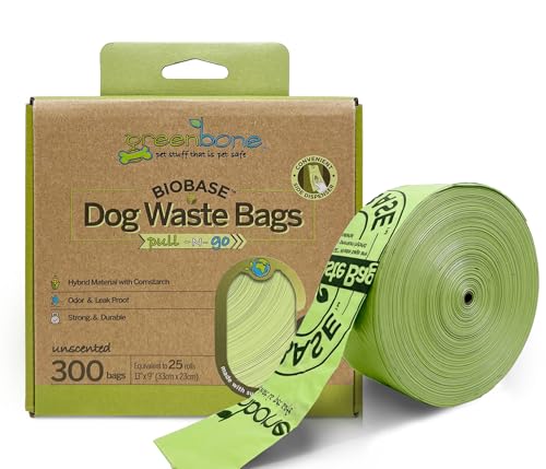 Image of Greenbone BioBase Pull and Go Poop Bags 300 Bag Roll Unscented For Home or Yard Box Dispenser