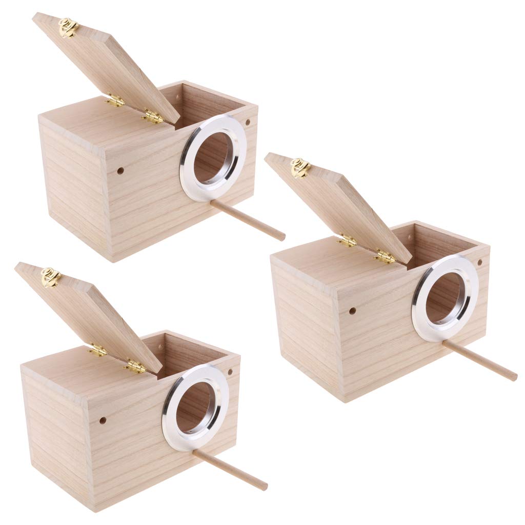 Wildvogel-Nistkasten aus Holz, für den Garten, mit Beobachtungsabdeckung, 3 Stück