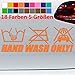 Sconosciuto Generic Hand Wash Only Lavaggio a Mano Auto Sticker JDM Tuning 18 Colori & 5 Misure