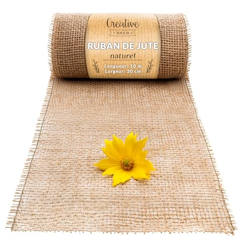 Creative Deco Ruban Chemin de Table Toile de Jute | 30cm x 10m Rouleau Beige | Décoration Mariage | Toile de Jute Rouleau | Chemin de Table Jute | Deco Table...