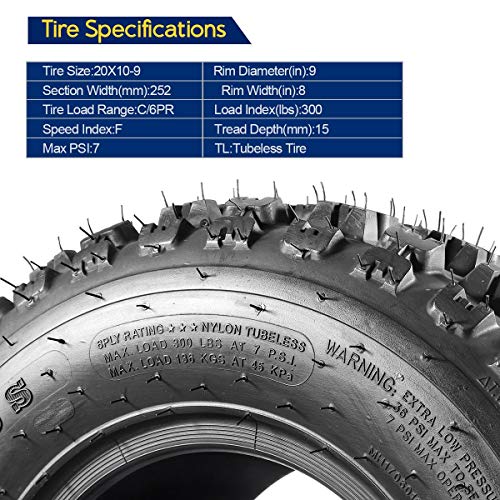 Maxauto 20X10X9 Atv Tires 20X10-9 Rear Tires 20-10-9 20X10 9 All Terrain Utv Tires 20 10 9 Mud Sand Snow Tires 6Ply Tubeless Tire, Set Of 2 #TOP4
