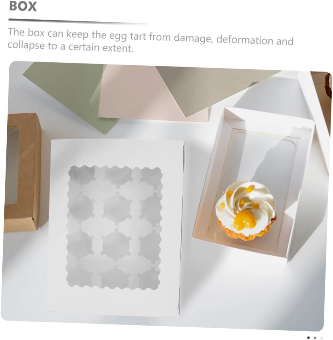 VICASKY 10pcs Cupcake Carrier Boxes with Window, White Cardboard Muffin Cake Packaging, Paper Bakery Dessert Boxes for Parties and Home Storage