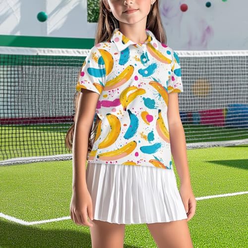 Girls Golf Shirt Button-Down Athletic Collar Short Sleeves for Back to School Summer Daily Wear Age 5-16 Years3