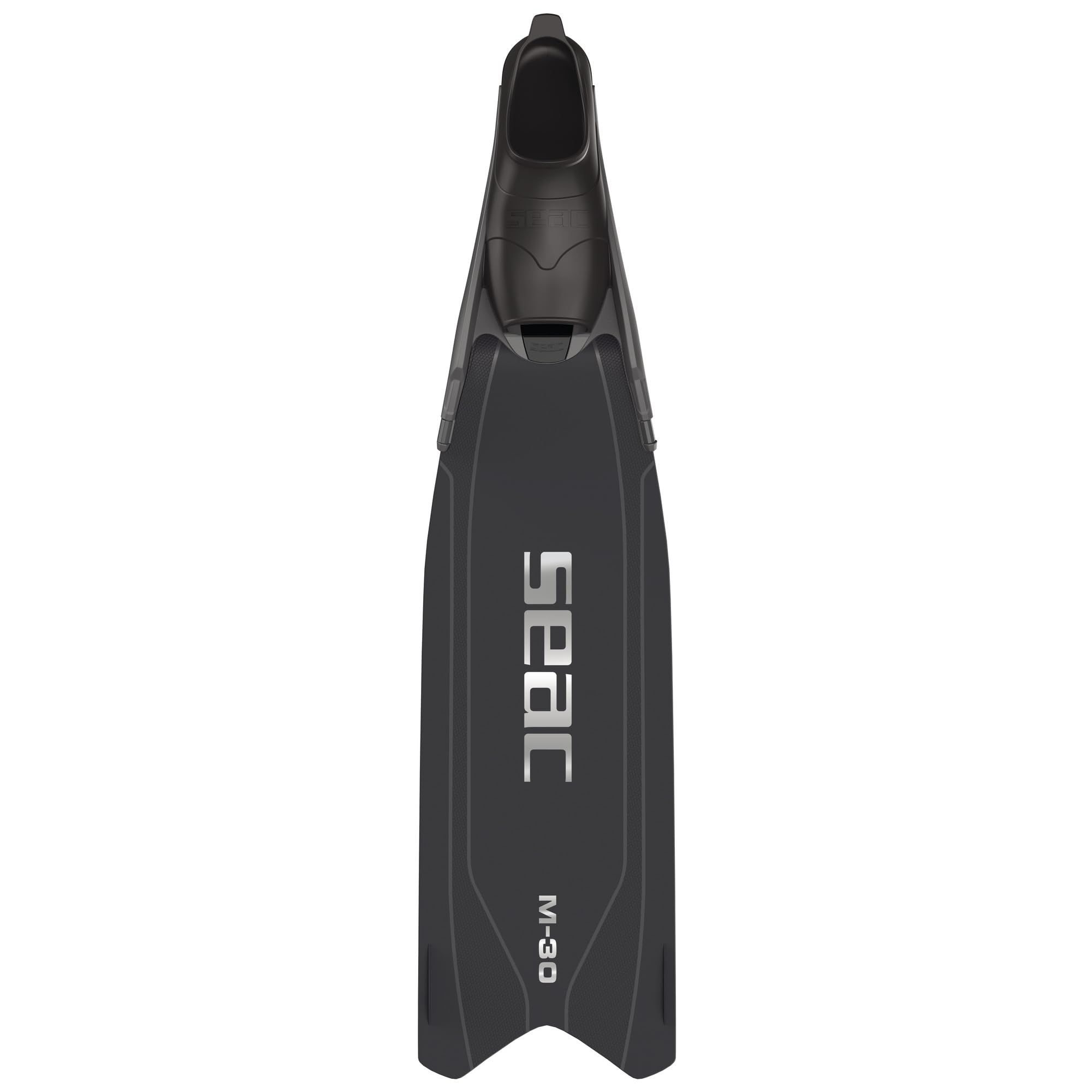 SEAC M-30 Pinne da Apnea/Pesca subacquea a Pala Intercambiabile-Pinne Lunghe in Tecnopolimero ad Alto Modulo, Scarpetta Morbida con Longheroni Corti, Angolo 30° ideale anche per Immersioni con Bombole