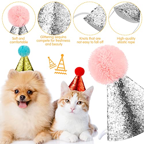 4 Pieces Dog Birthday Hat For Pets Christmas Party Decoration Accessories Pet Headband Hats Charms Grooming Accessories (Gold, Silver, Red, Green) #TOP3