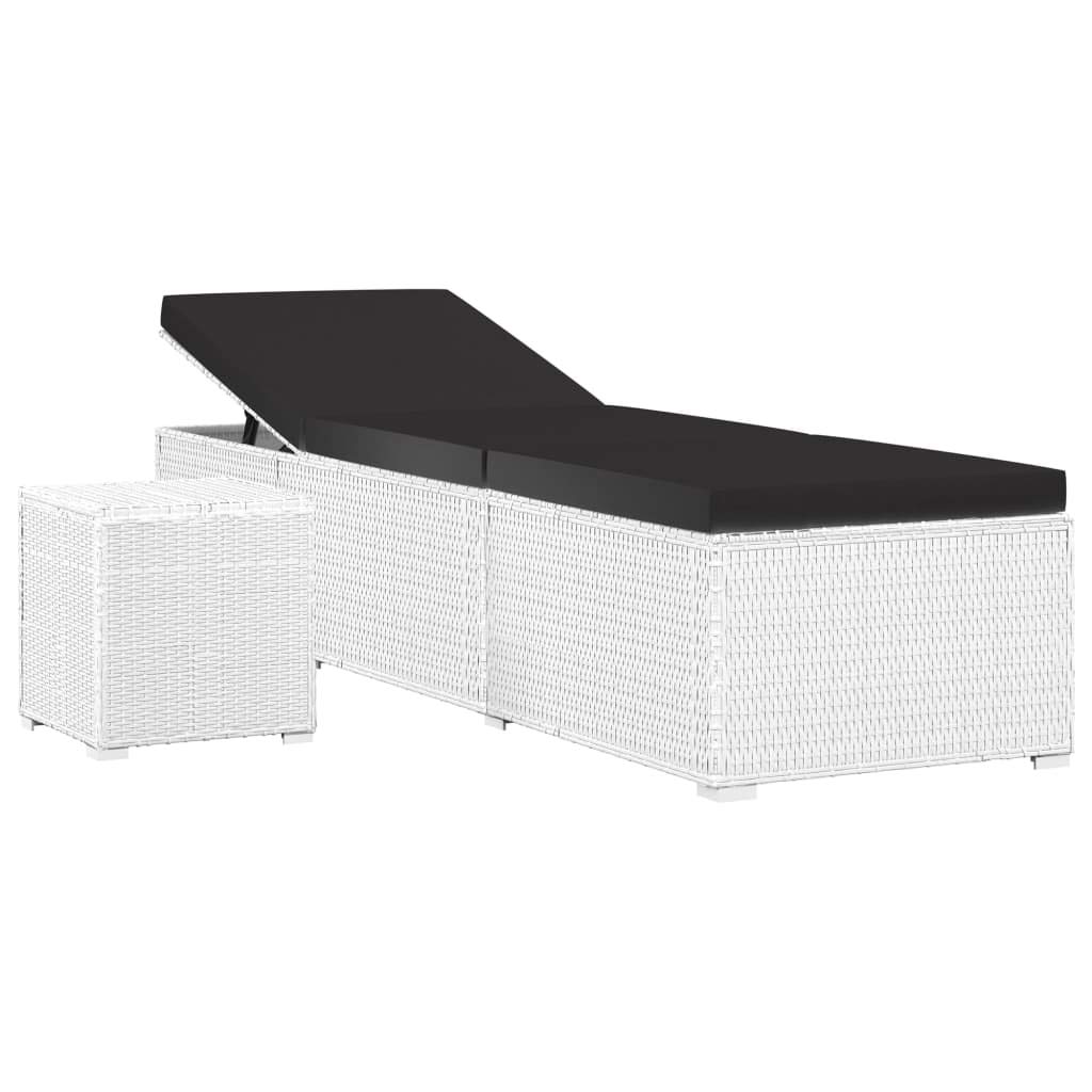 vidaXL Tumbona de Jardín con Cojín Sillón Reclinable al Aire Libre Balcón Patio Jardín Terraza Sofá Cama de Exterior Ratán Sintético Blanco