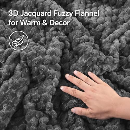 BEDELITE Fluffy Full Size Comforter Set - Dark Grey Fleece Soft Comforter for Full Size Bed, Luxury Warm Bedding Set for Winter, Fuzzy Bed Set 3 Pieces (1 Comforter, 2 Pillowcases)