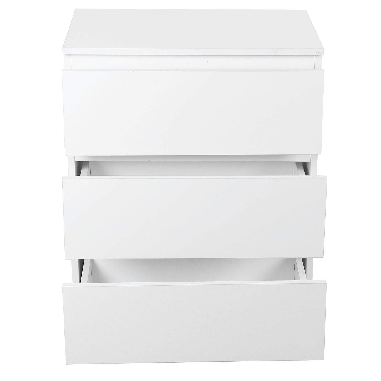 Table de chevet blanche Aramox en MDF avec 3 tiroirs de rangement