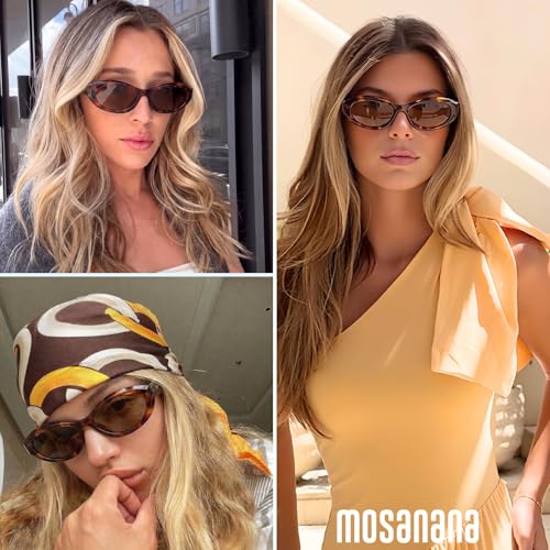 Image of mosanana Oval Cat Eye Sunglasses for Women Retro Y2K Style MS52372