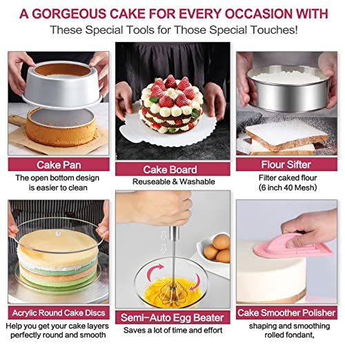 Cake Decorating Supplies With Aluminum Alloy Revolving Cake Stand, Cake Carrier, Acrylic Round Cake Discs, 268Pcs Cake Decorating Kit With 54 Piping Tips, Various Cake Spatula, Reuseable Cake Board #TOP3