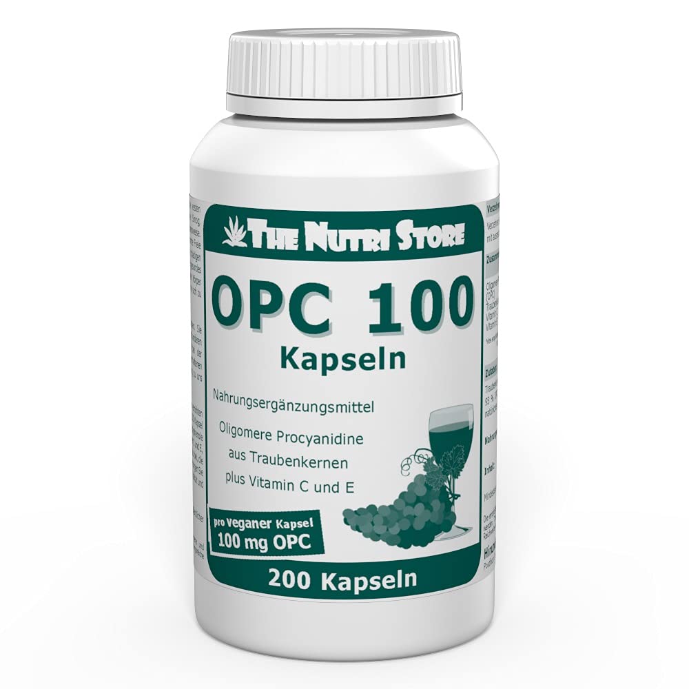 OPC 100 mg vegane Kapseln 200 Stk - Oligomere Procyanidine aus Traubenkernen plus Vitamin C und E - gegen freie Radikale