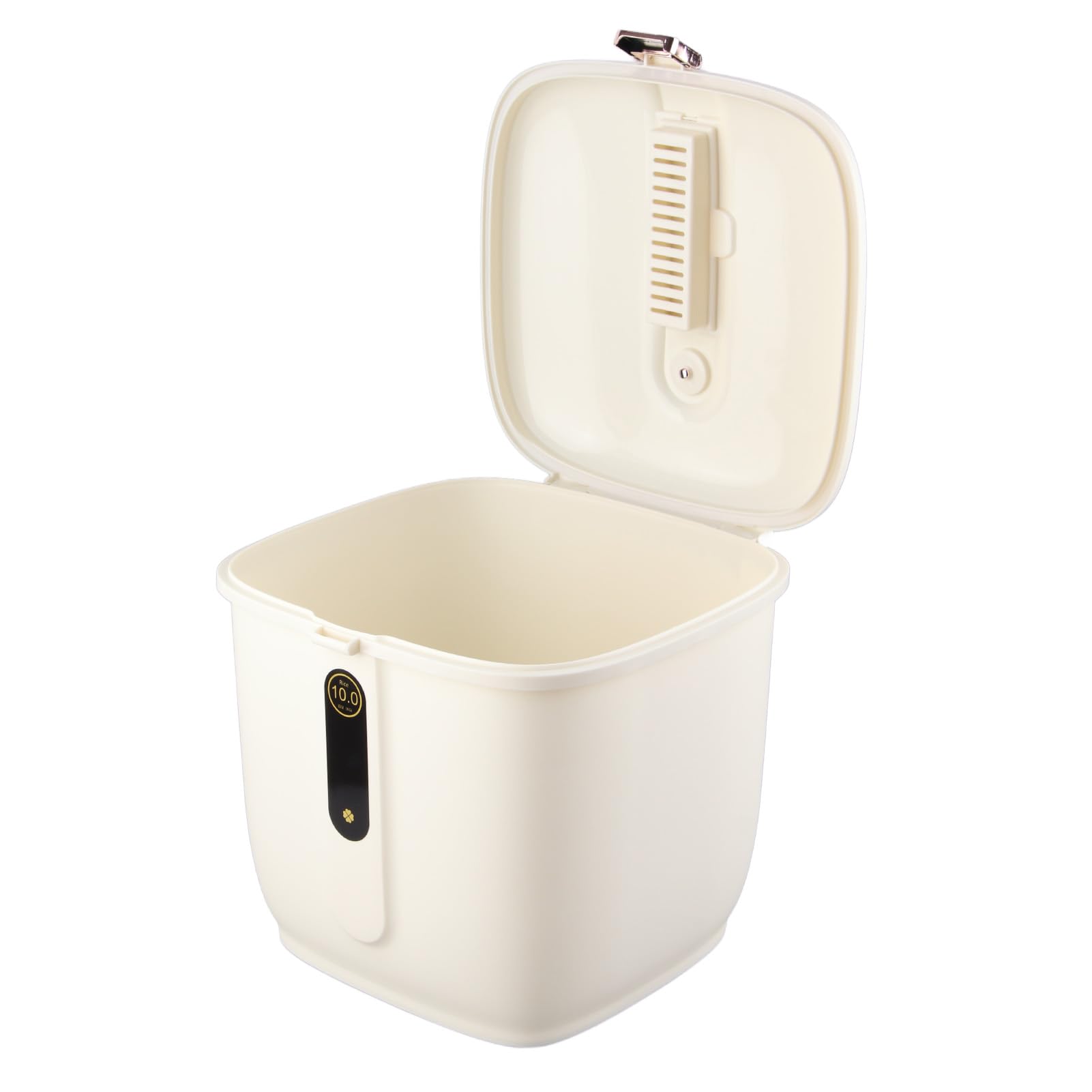 CHICIRIS Contenitore per Riso, Contenitore Ermetico Collassabile da 20 a 50 Libbre con Coperchio Bloccabile, Grande di Plastica per Alimenti per Dispensa per Cani Gatti e (Crema Bianca 10kg)