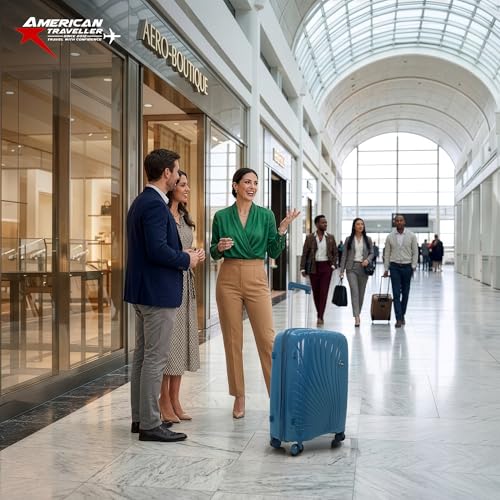 Image of AMERICAN TRAVELLER New York Trolley Bag | Durable Hard Shell | Durable Hard Shell , TSA Type Lock , Spinner Trolley Luggage, 360 Disc Spinner Wheels