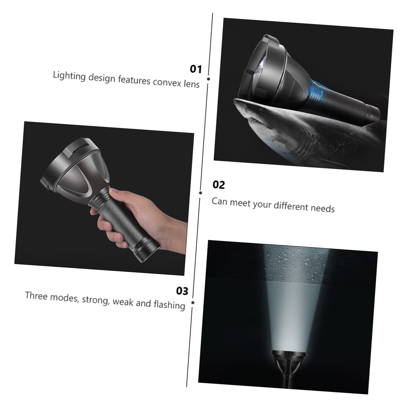 Torcia Elettrica ad Alta Luminosità Ricaricabile in Lega di Alluminio | Capacità 5000mah, Colore Nero, Uso Hiking e Casa, Struttura Antiscivolo e Resistente alle Cadute