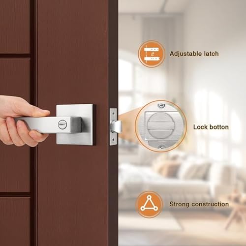 Probrico DL01SNBK-1 Privacy Door Handle Interior Door Lever Satin Nickel,Keyless Features thumb #3