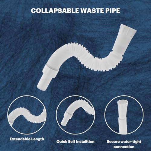Image of G-Promise Sink Pipes for Kitchen & Wash Basin, 35 Inch Collapsible PVC Waste Pipe, White, Pack of 1