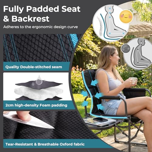 FUNDANGO Silla Oversized Director, Silla de Camping Acolchada con Mesa Lateral miniatura 3