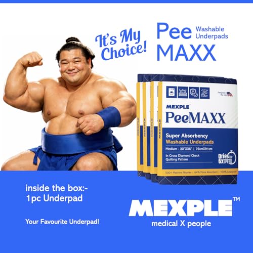 Image of MEXPLE PeeMAXX Cotton Adult Reusable Classic Bed Washable Underpad for Elderly, Heavy Absorbency (34 X 36 Inches) | Leak Proof 4 Layer Design Protects Surfaces for Incontinence Patients