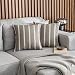 HOME BRILLIANT Set of 2 Lace Striped Decorative Throw Pillow Covers Linen Blend Cushion Covers for Couch, 18 x 18 inches(45x45cm), Tan