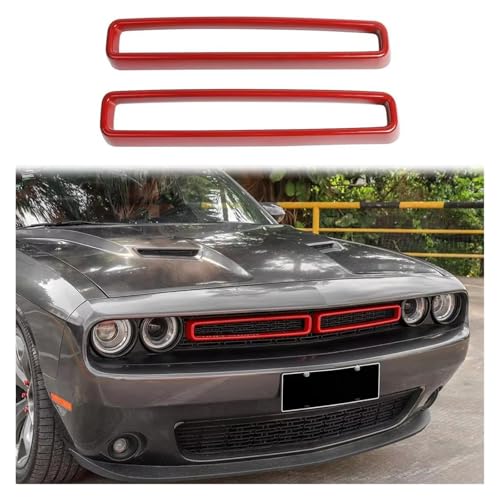 Parrillas delanteras para Dodge Challenger 2015-2020: 2 insertos de rejilla roja y negro 2